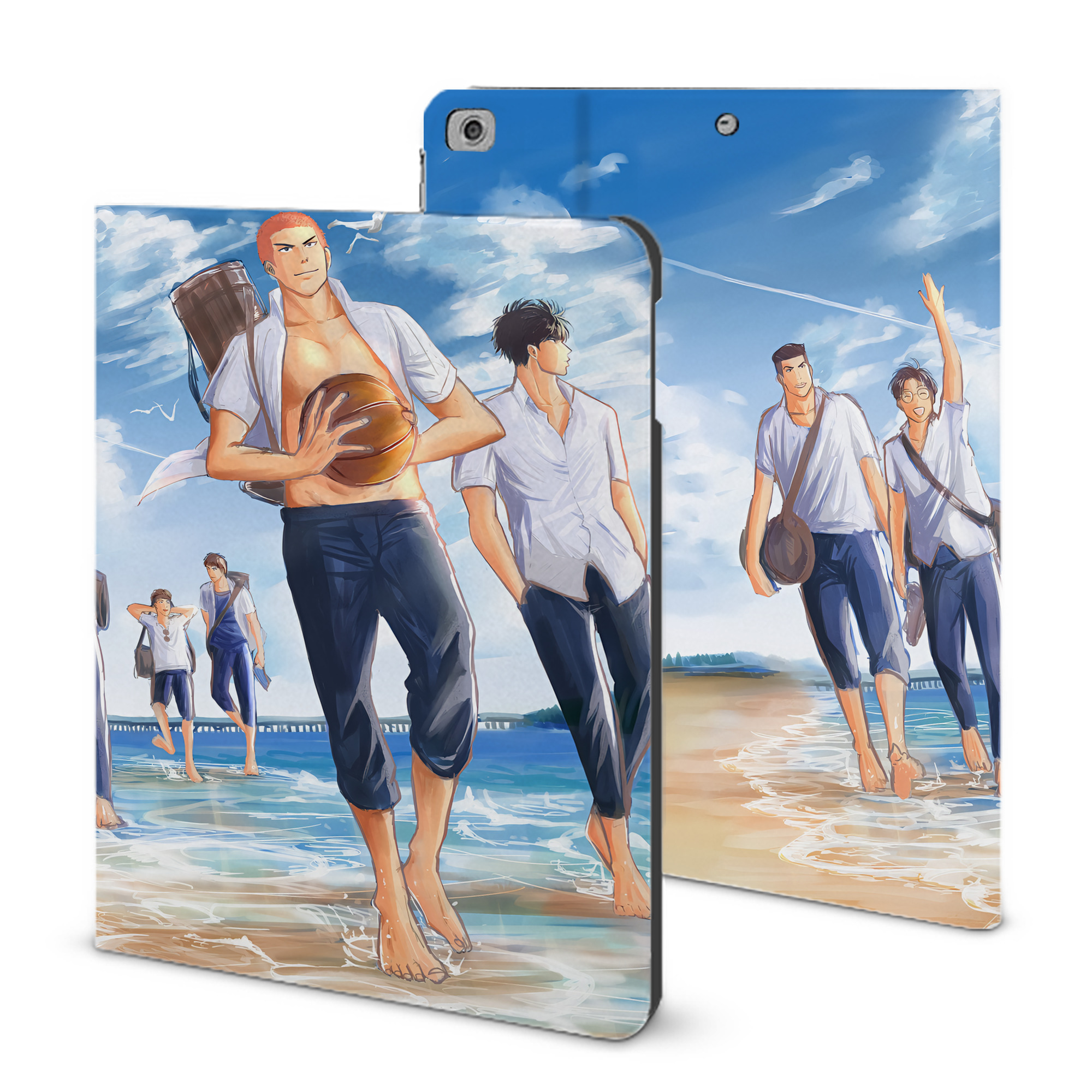 （画像用） SLAM DUNK／スラムダンク IPad ケース ブック型 PUレザー TPU 耐衝撃 軽量 薄型 ペン収納なし 全面保護 IPad 各モデル対応